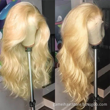 wholesale high quality #613 Blonde Color Lace Front Human Hair Wig 100% Virgin Hair transparent Closure Lace Wig human hair wigs